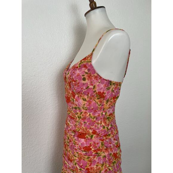 ASTR The Label Tank Dress Meg Mini Floral Pleated Smocked Plunge - Picture 5 of 12